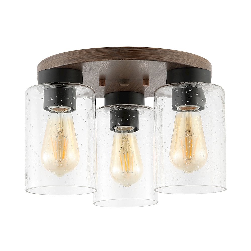 Nola Bohemian Farmhouse Iron/Seeded Glass Led Semi Flush Mount. Picture 1