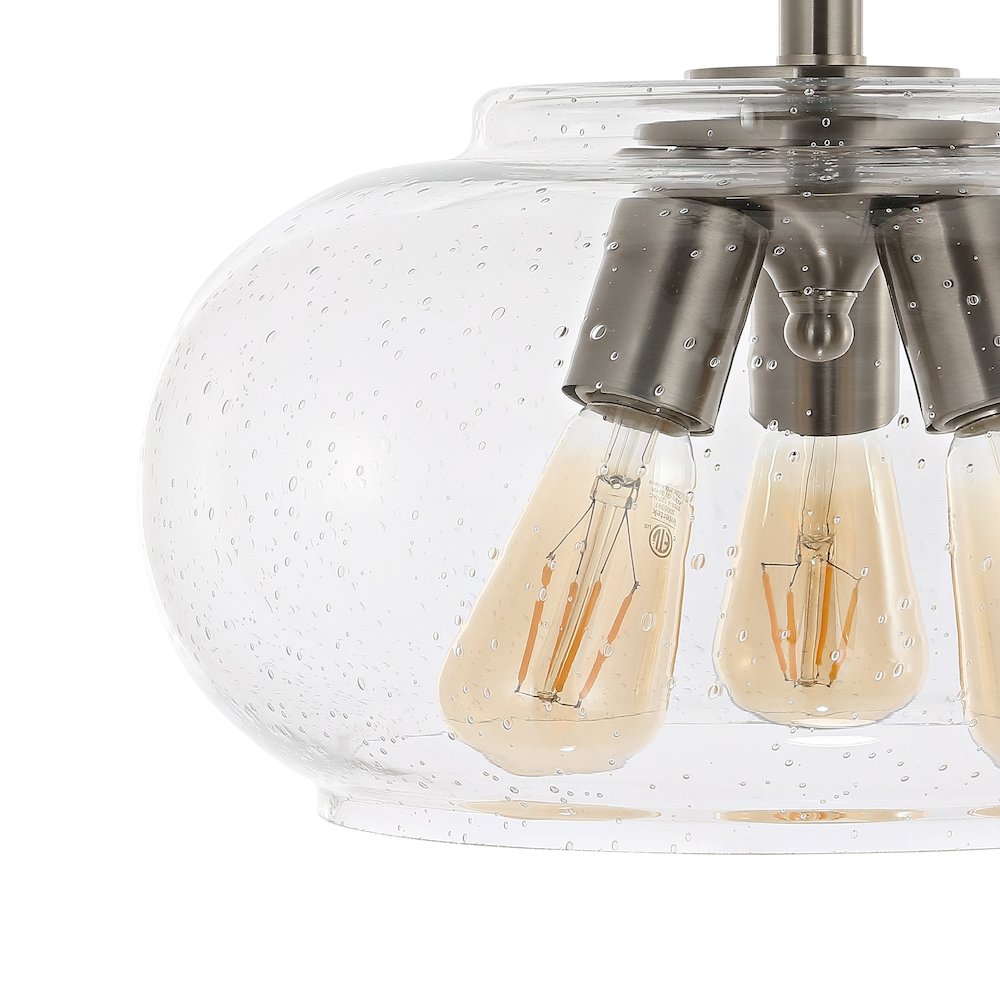 Lina Modern Industrial Iron/Seeded Glass Led Semi Flush Mount. Picture 2