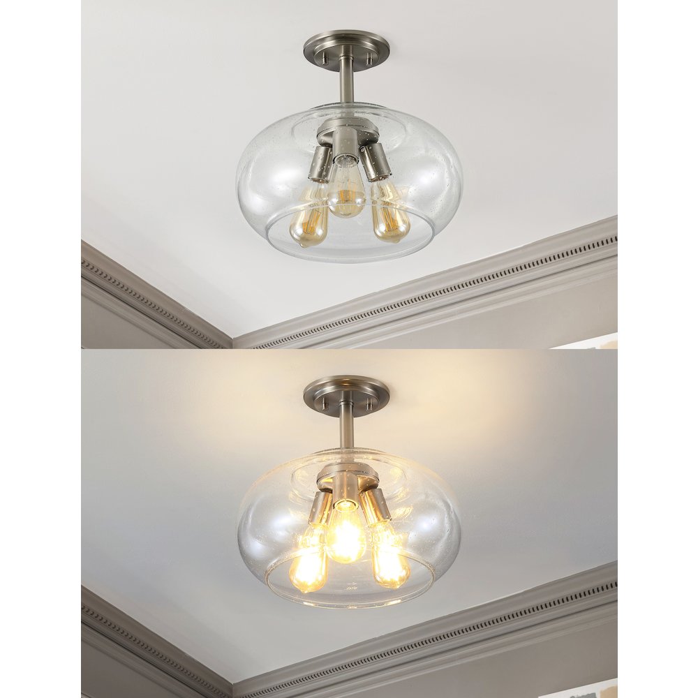 Lina Modern Industrial Iron/Seeded Glass Led Semi Flush Mount. Picture 8