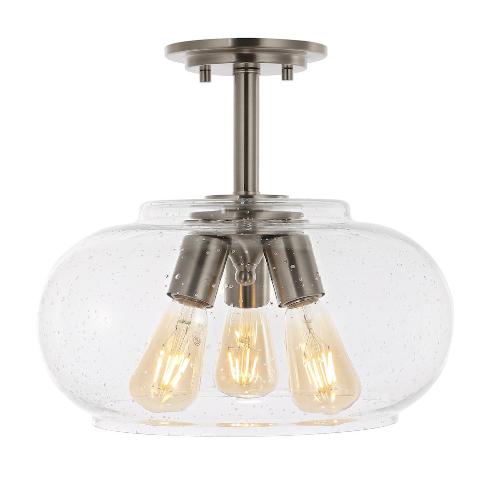 Lina Modern Industrial Iron/Seeded Glass Led Semi Flush Mount. Picture 5