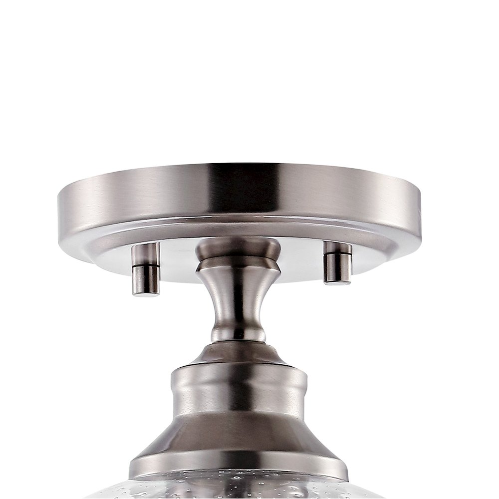 Marla Bohemian Farmhouse Iron/Seeded Glass Led Semi Flush Mount. Picture 3