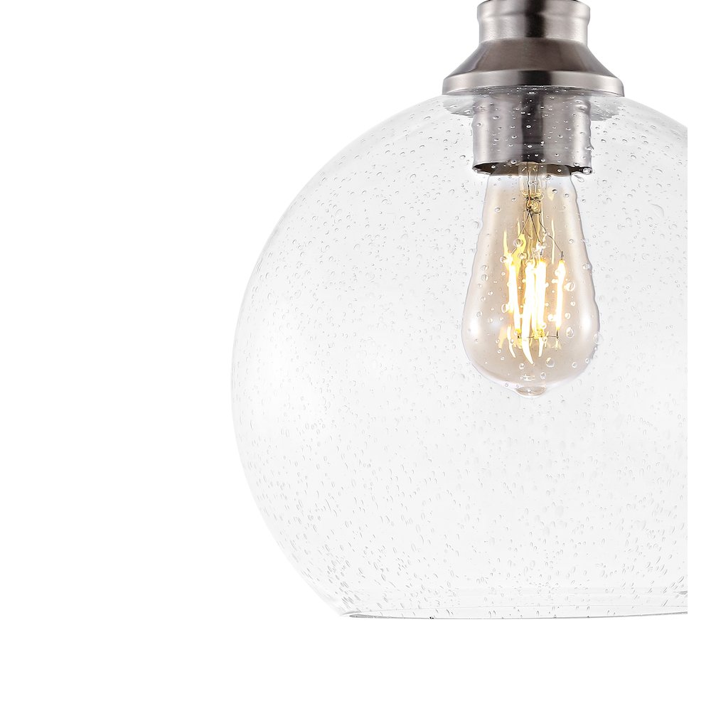 Marla Bohemian Farmhouse Iron/Seeded Glass Led Semi Flush Mount. Picture 2