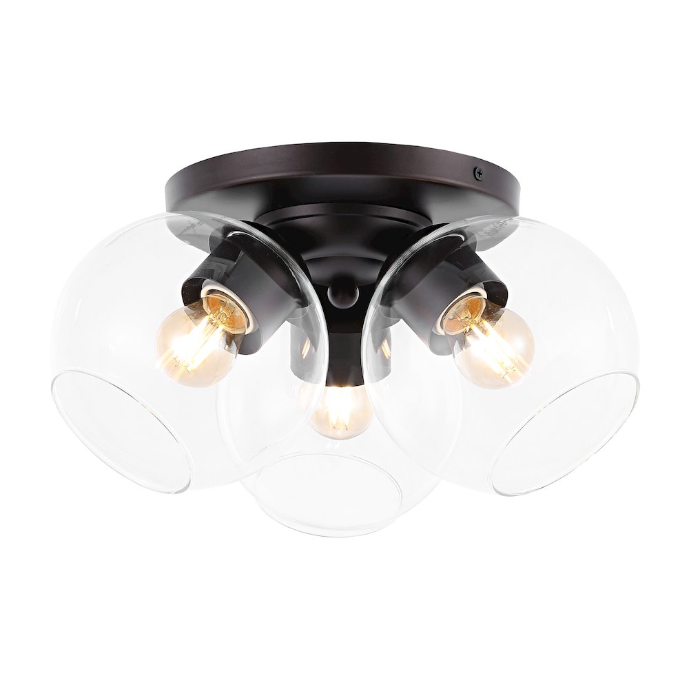 Iris Farmhouse Rustic Iron/Glass Led Semi Flush Mount. Picture 7