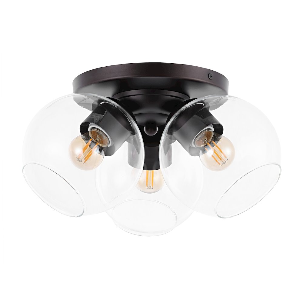 Iris Farmhouse Rustic Iron/Glass Led Semi Flush Mount. Picture 1
