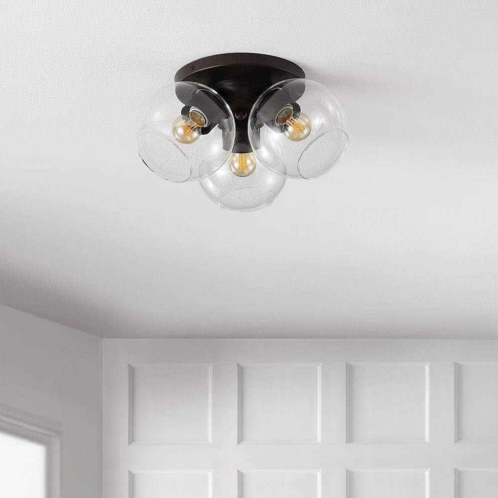 Iris Farmhouse Rustic Iron/Glass Led Semi Flush Mount. Picture 5