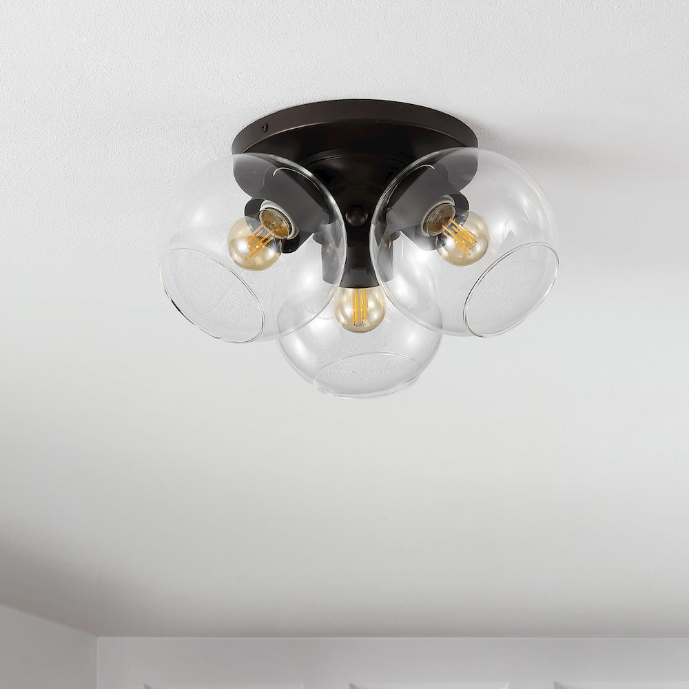 Iris Farmhouse Rustic Iron/Glass Led Semi Flush Mount. Picture 6