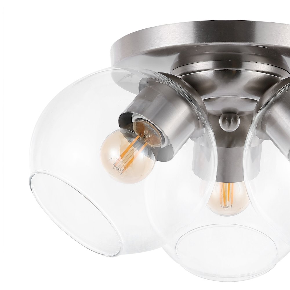 Iris Farmhouse Rustic Iron/Glass Led Semi Flush Mount. Picture 2