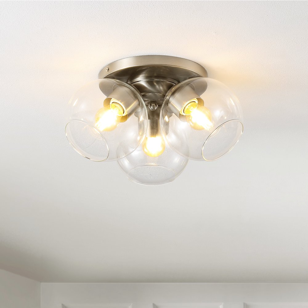 Iris Farmhouse Rustic Iron/Glass Led Semi Flush Mount. Picture 8