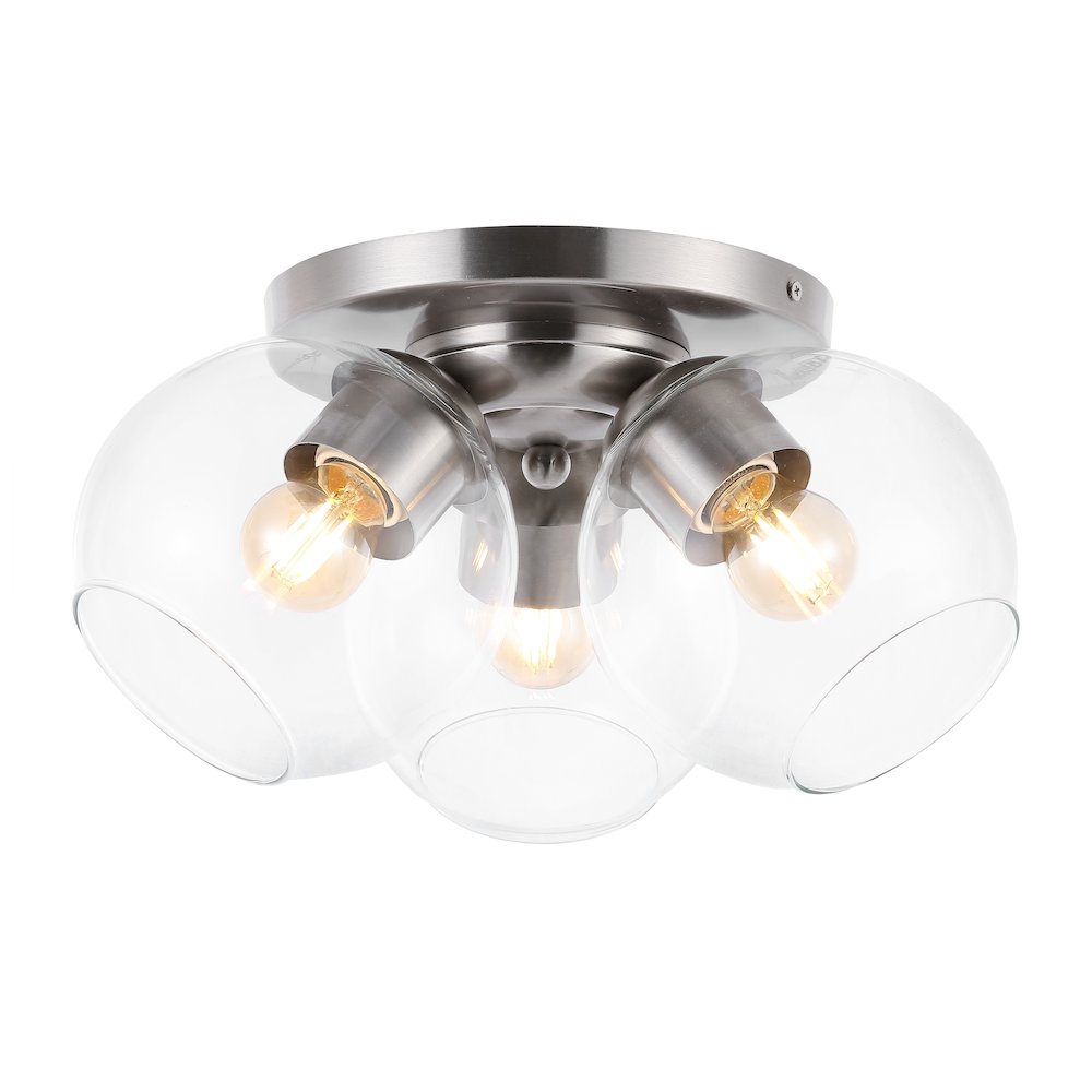 Iris Farmhouse Rustic Iron/Glass Led Semi Flush Mount. Picture 7