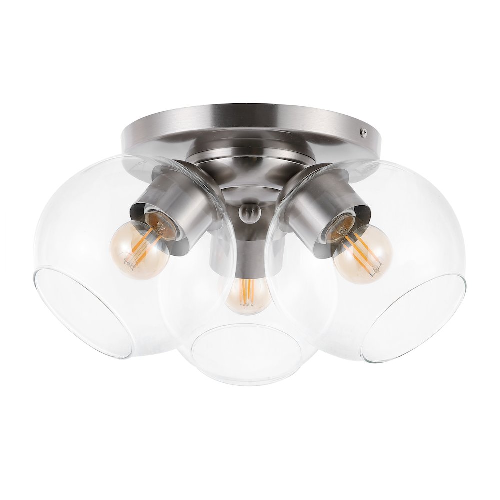 Iris Farmhouse Rustic Iron/Glass Led Semi Flush Mount. Picture 1