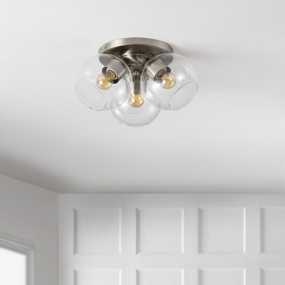 Iris Farmhouse Rustic Iron/Glass Led Semi Flush Mount. Picture 5