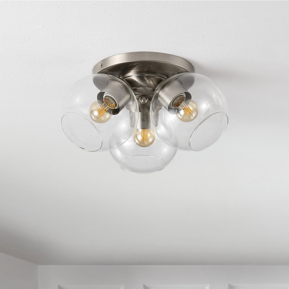 Iris Farmhouse Rustic Iron/Glass Led Semi Flush Mount. Picture 6