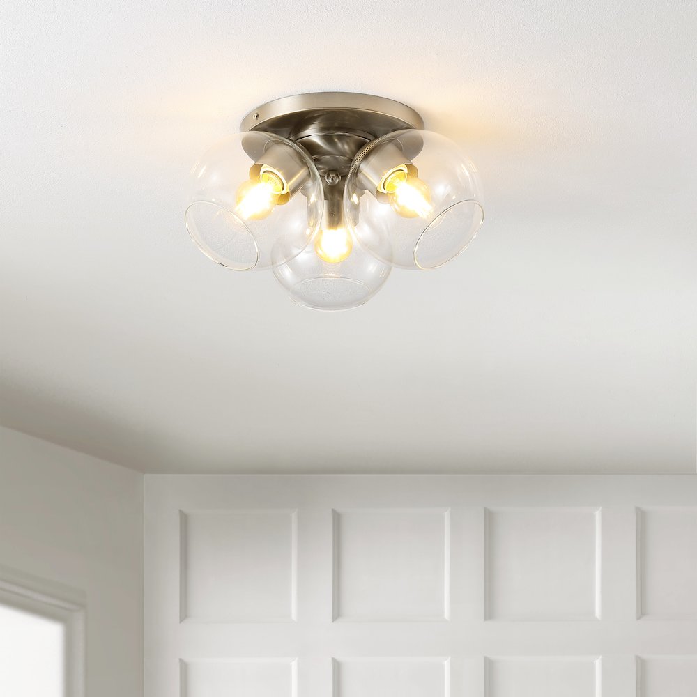 Iris Farmhouse Rustic Iron/Glass Led Semi Flush Mount. Picture 4