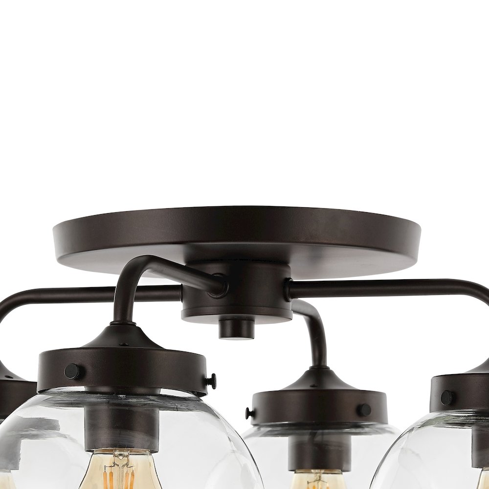 Piper Farmhouse Rustic Iron/Glass Led Semi Flush Mount. Picture 3