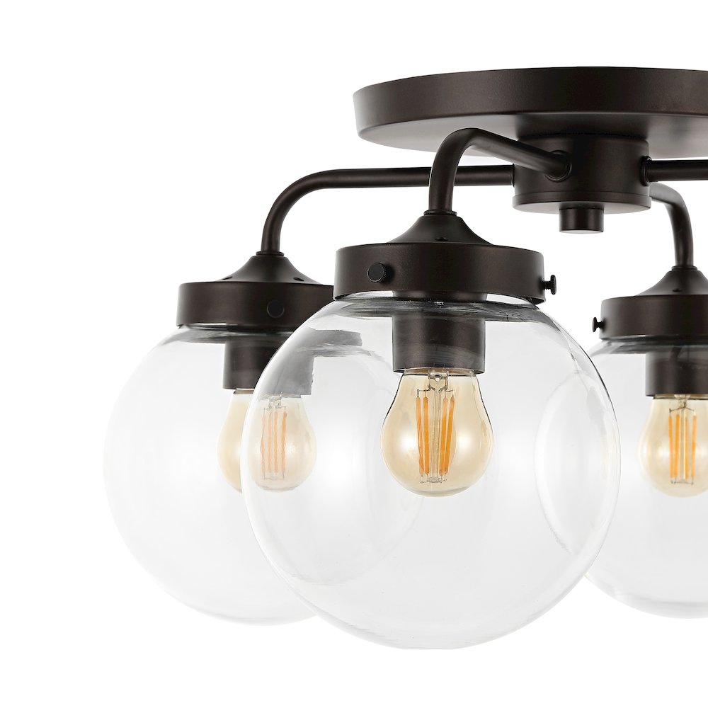 Piper Farmhouse Rustic Iron/Glass Led Semi Flush Mount. Picture 2