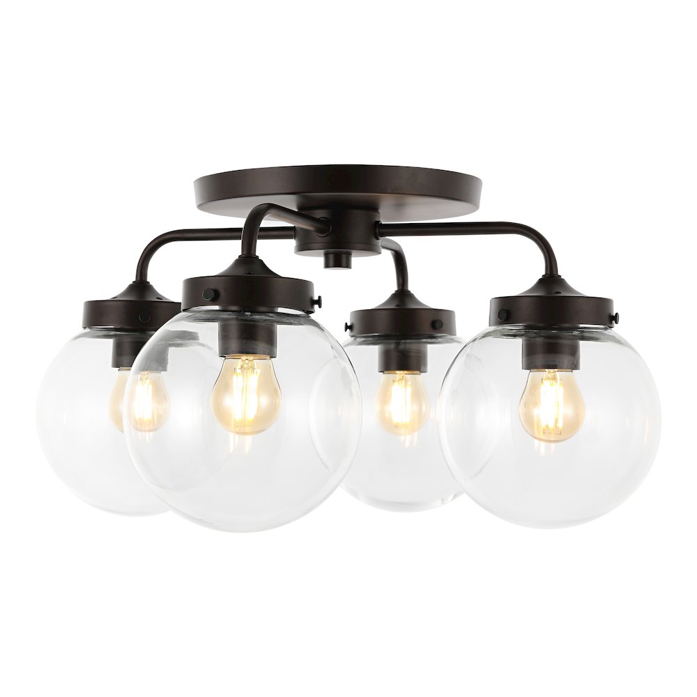 Piper Farmhouse Rustic Iron/Glass Led Semi Flush Mount. Picture 7