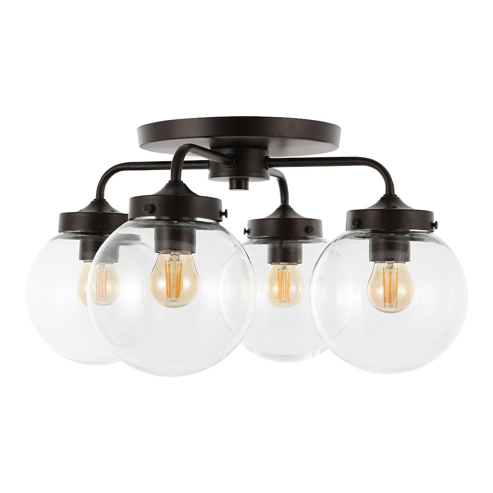 Piper Farmhouse Rustic Iron/Glass Led Semi Flush Mount. Picture 1