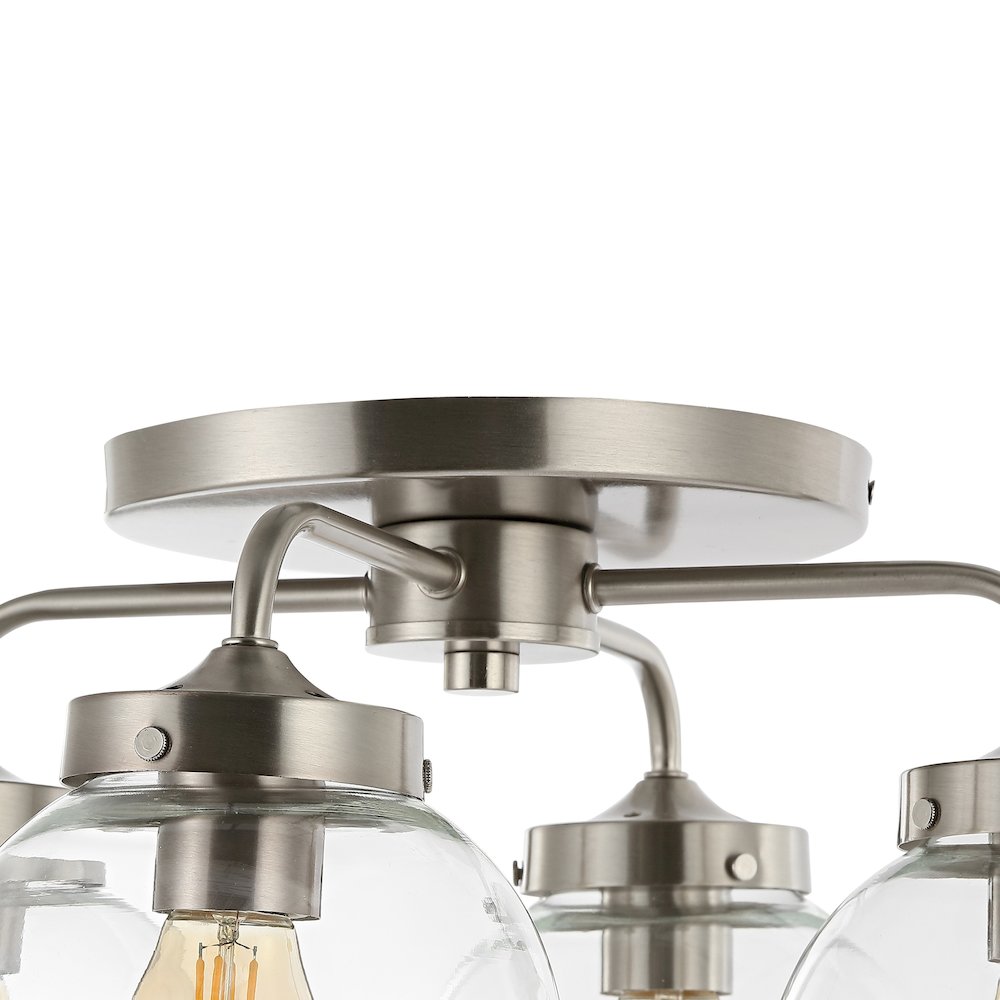 Piper Farmhouse Rustic Iron/Glass Led Semi Flush Mount. Picture 3