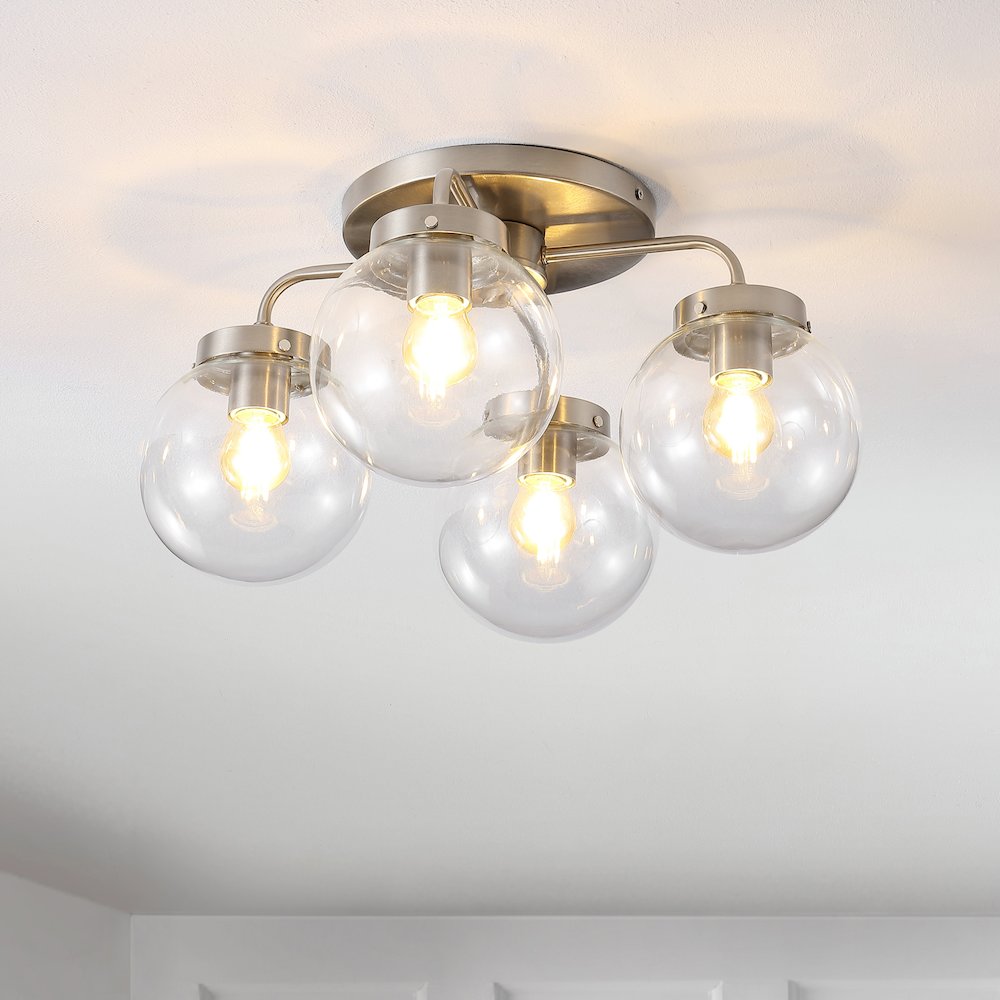 Piper Farmhouse Rustic Iron/Glass Led Semi Flush Mount. Picture 8