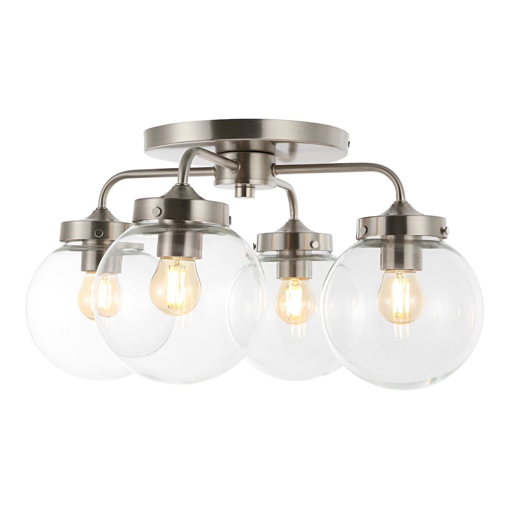 Piper Farmhouse Rustic Iron/Glass Led Semi Flush Mount. Picture 7