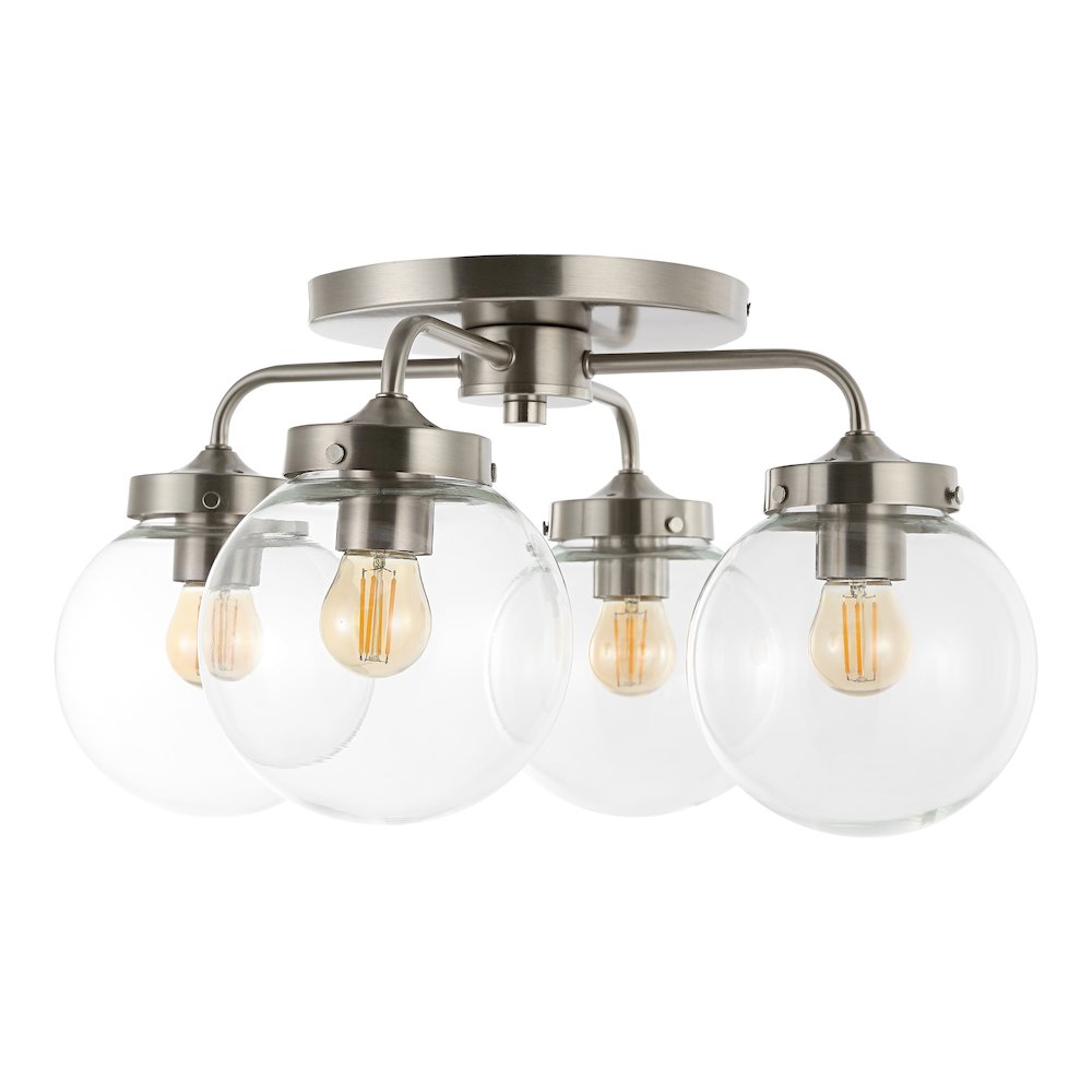 Piper Farmhouse Rustic Iron/Glass Led Semi Flush Mount. Picture 1