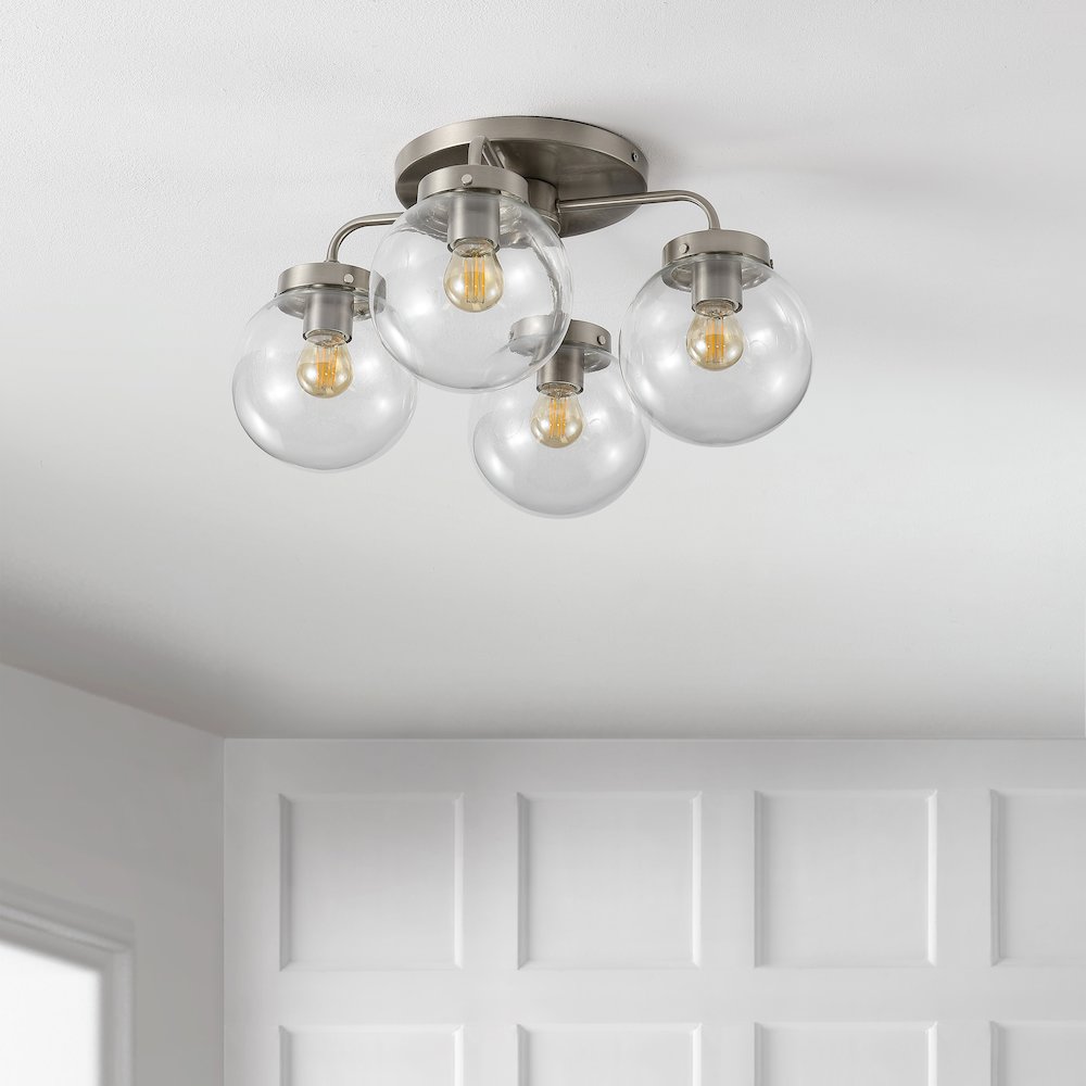 Piper Farmhouse Rustic Iron/Glass Led Semi Flush Mount. Picture 5