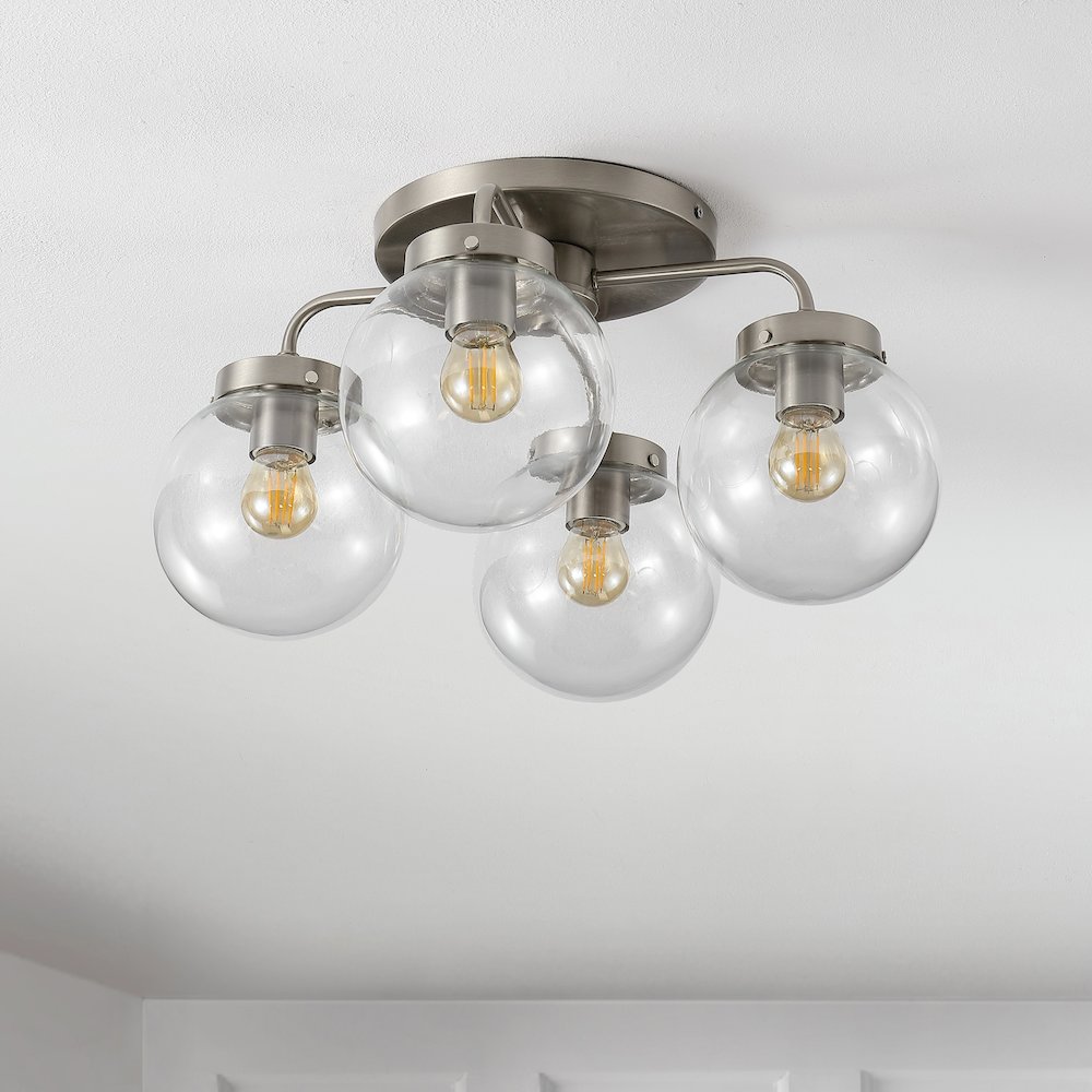 Piper Farmhouse Rustic Iron/Glass Led Semi Flush Mount. Picture 6