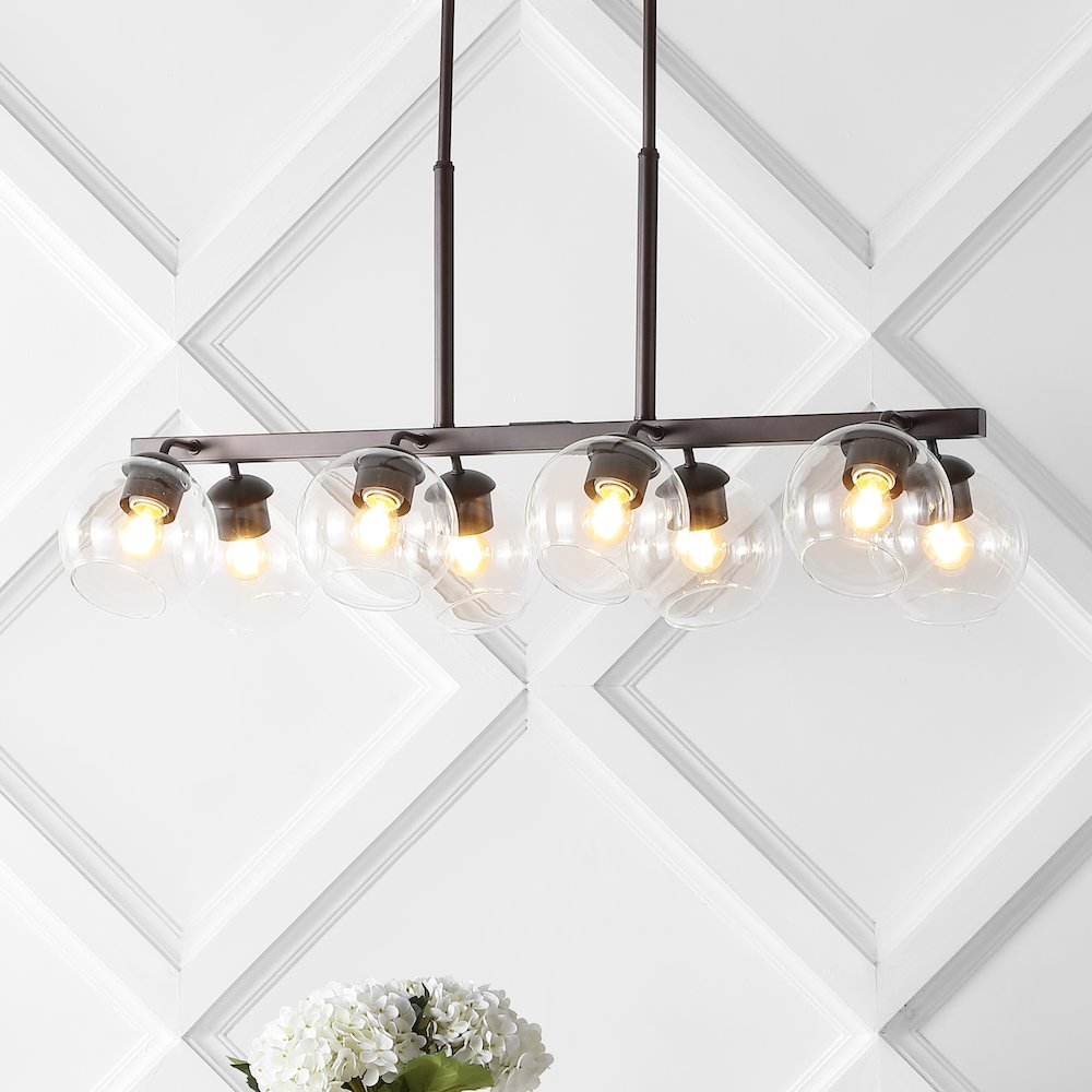 Julian Farmhouse Bohemian Iron/Glass Linear Led Pendant. Picture 8