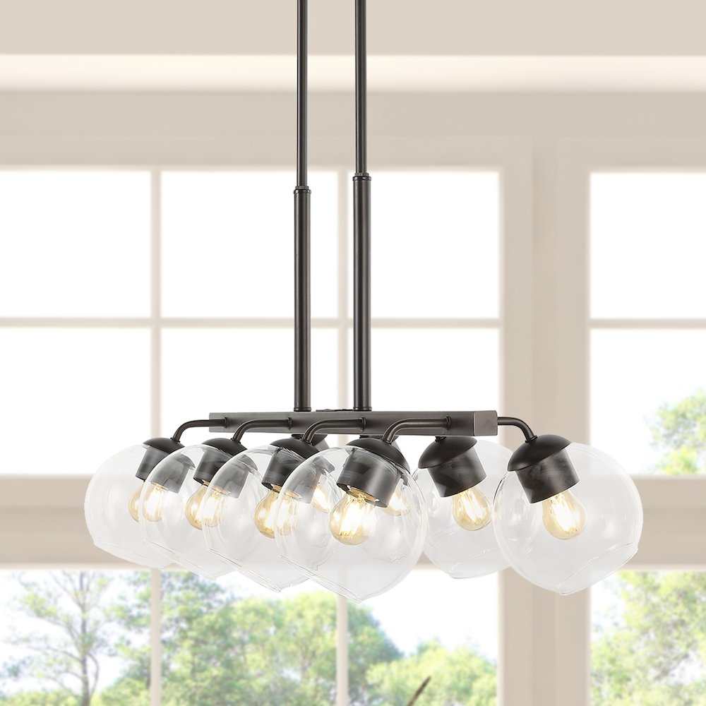 Julian Farmhouse Bohemian Iron/Glass Linear Led Pendant. Picture 9