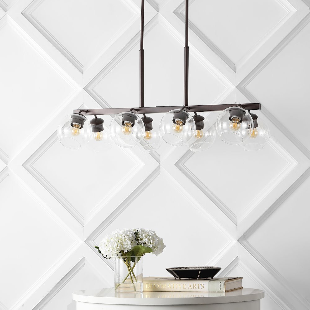 Julian Farmhouse Bohemian Iron/Glass Linear Led Pendant. Picture 5