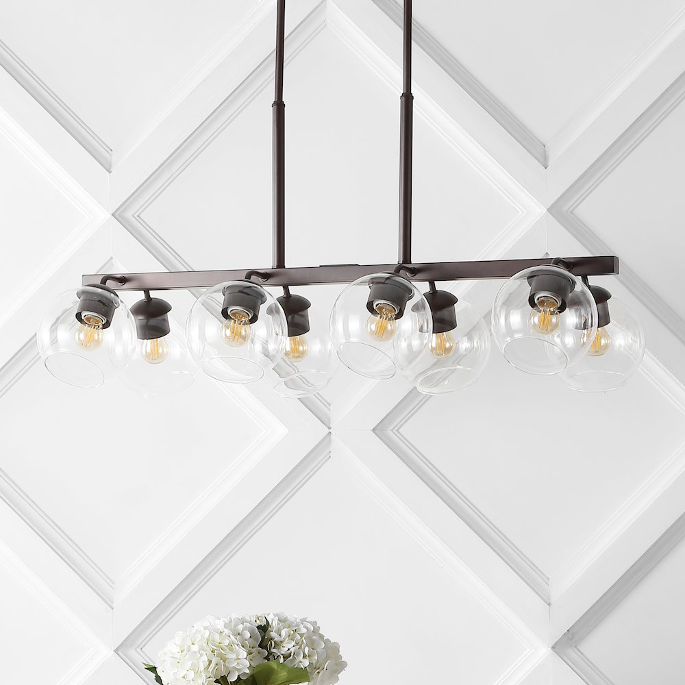Julian Farmhouse Bohemian Iron/Glass Linear Led Pendant. Picture 6