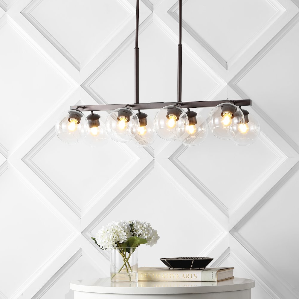 Julian Farmhouse Bohemian Iron/Glass Linear Led Pendant. Picture 4