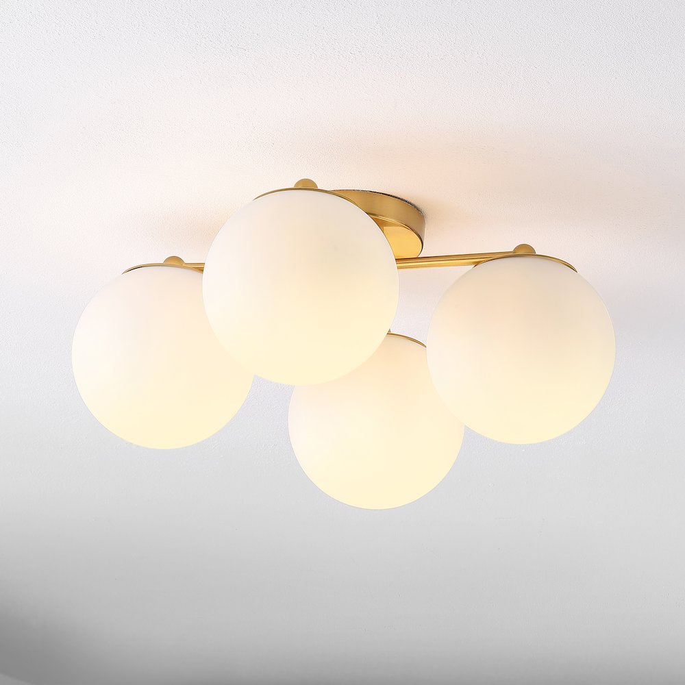 Orly Bohemian Farmhouse Ironfrosted Glass Led Semi Flush Mount. Picture 7