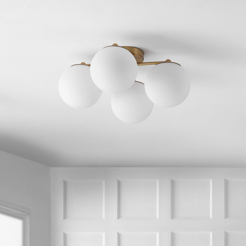 Orly Bohemian Farmhouse Ironfrosted Glass Led Semi Flush Mount. Picture 4
