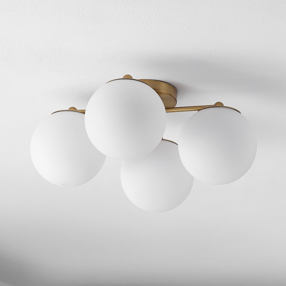 Orly Bohemian Farmhouse Ironfrosted Glass Led Semi Flush Mount. Picture 5