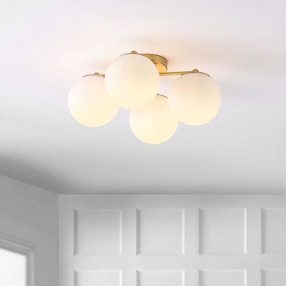 Orly Bohemian Farmhouse Ironfrosted Glass Led Semi Flush Mount. Picture 3
