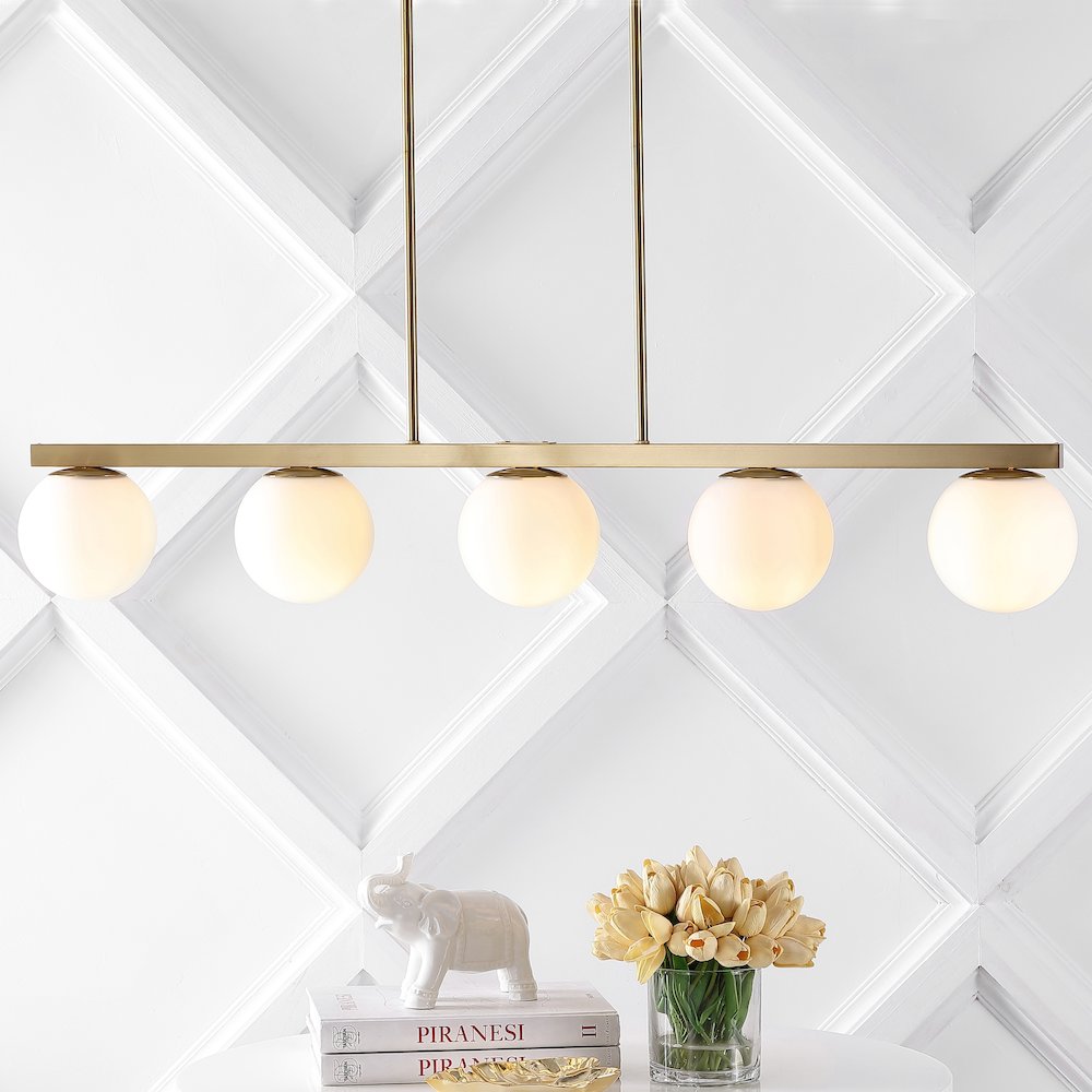 Luca Parisian Modern Glam Iron Globe Linear Led Pendant. Picture 9