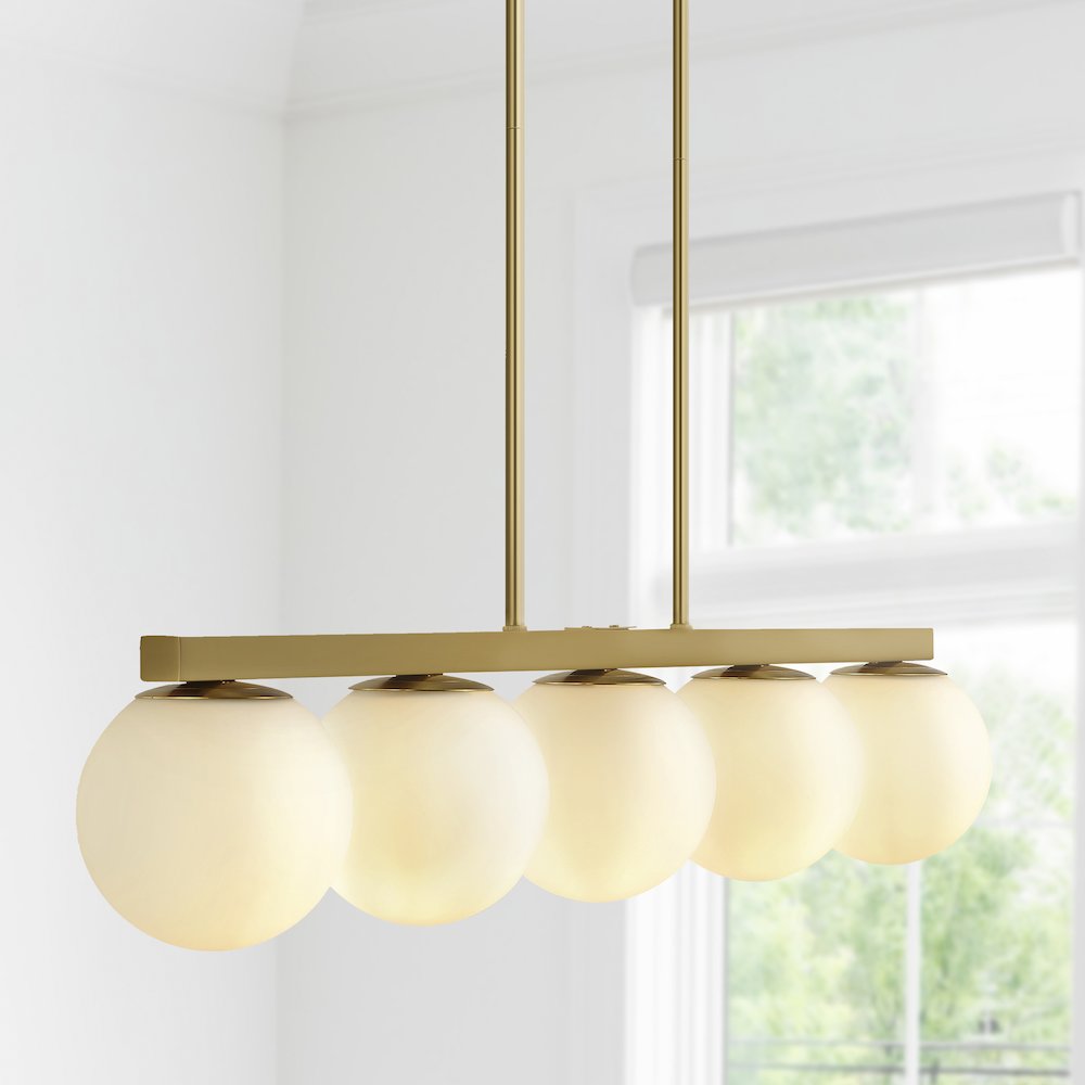 Luca Parisian Modern Glam Iron Globe Linear Led Pendant. Picture 10