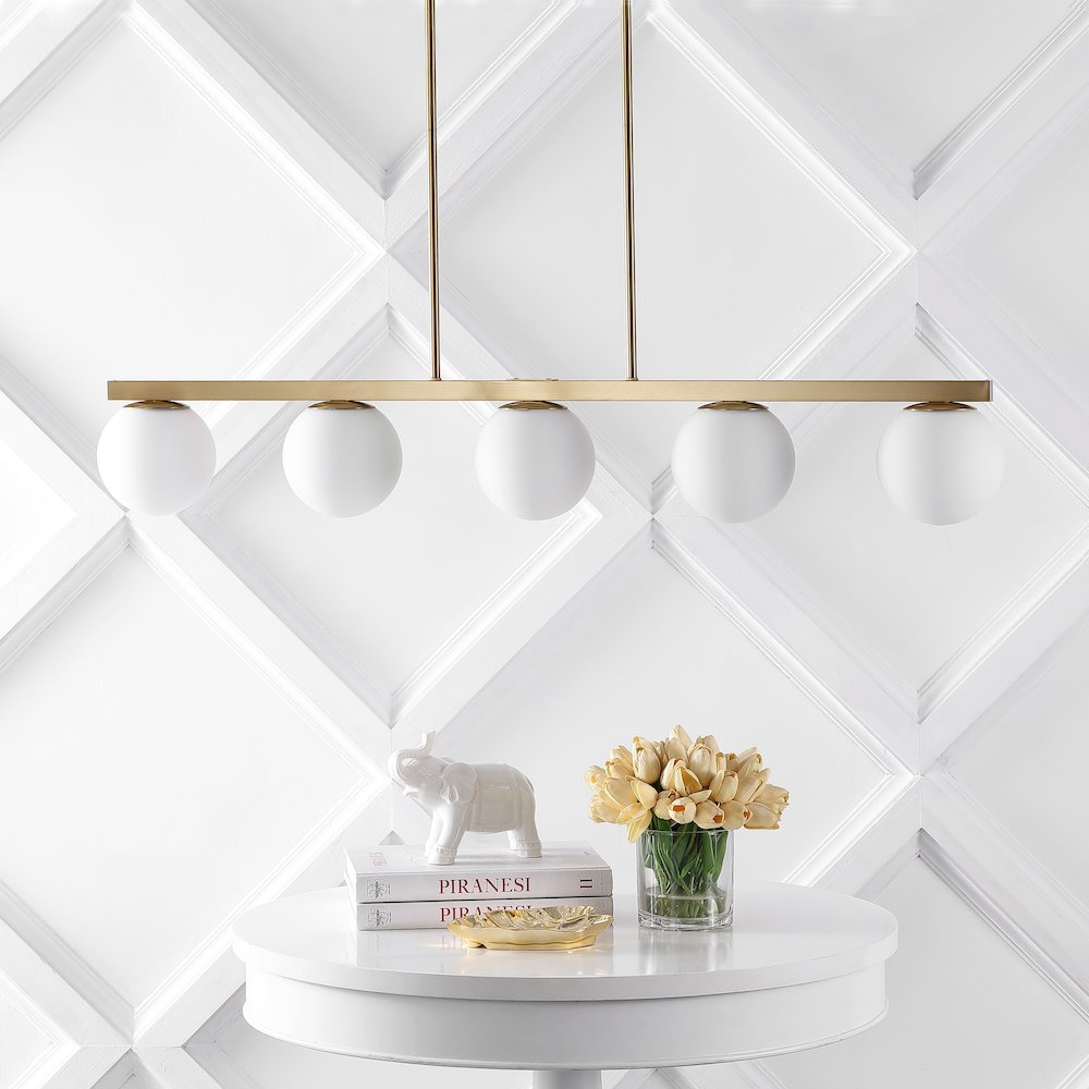 Luca Parisian Modern Glam Iron Globe Linear Led Pendant. Picture 6