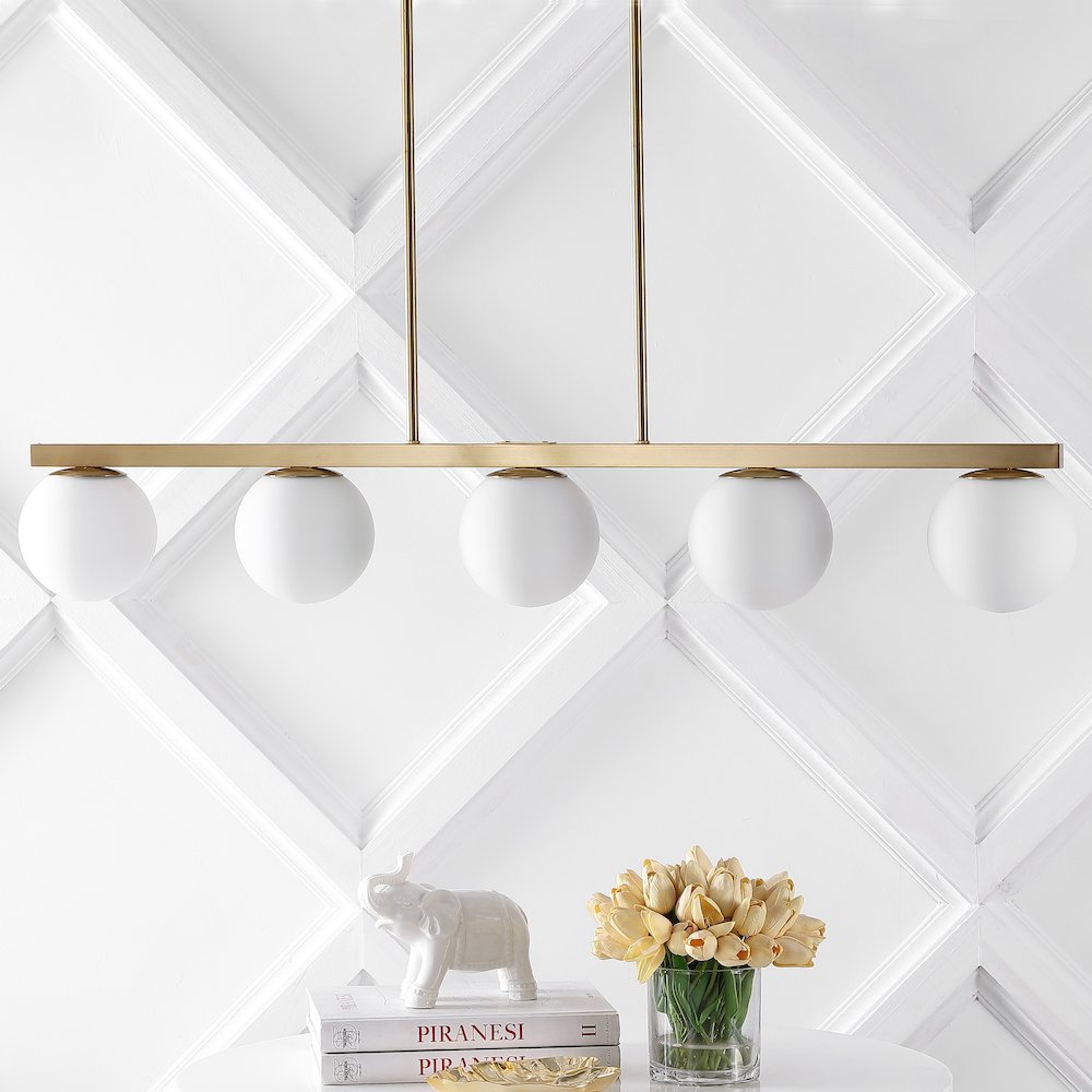 Luca Parisian Modern Glam Iron Globe Linear Led Pendant. Picture 7