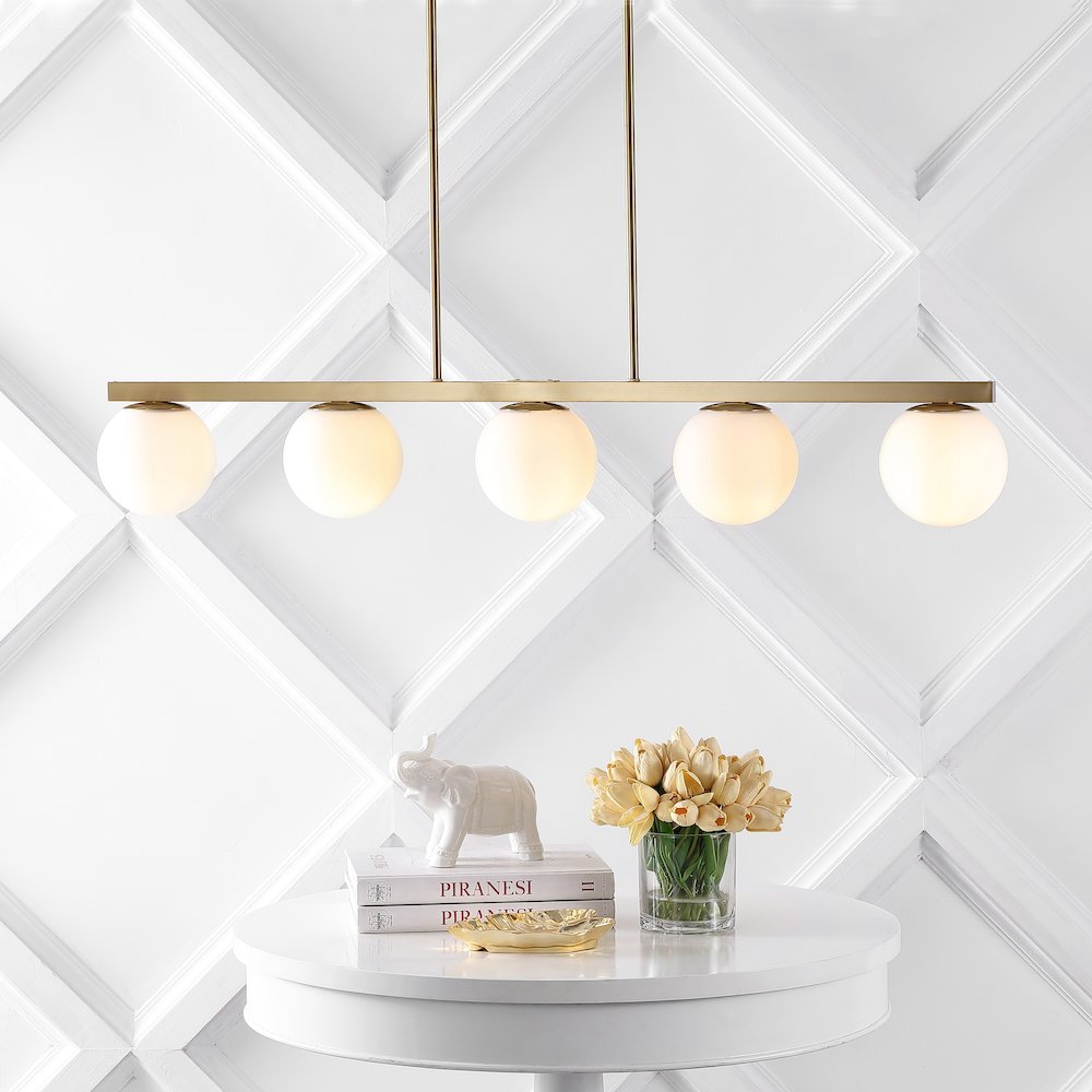 Luca Parisian Modern Glam Iron Globe Linear Led Pendant. Picture 5