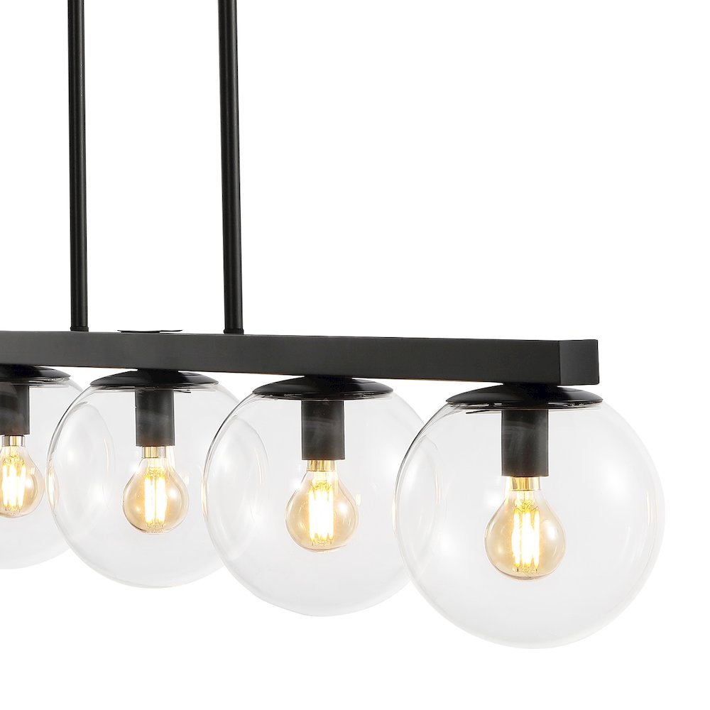 Luca Parisian Modern Glam Iron Globe Linear Led Pendant. Picture 3