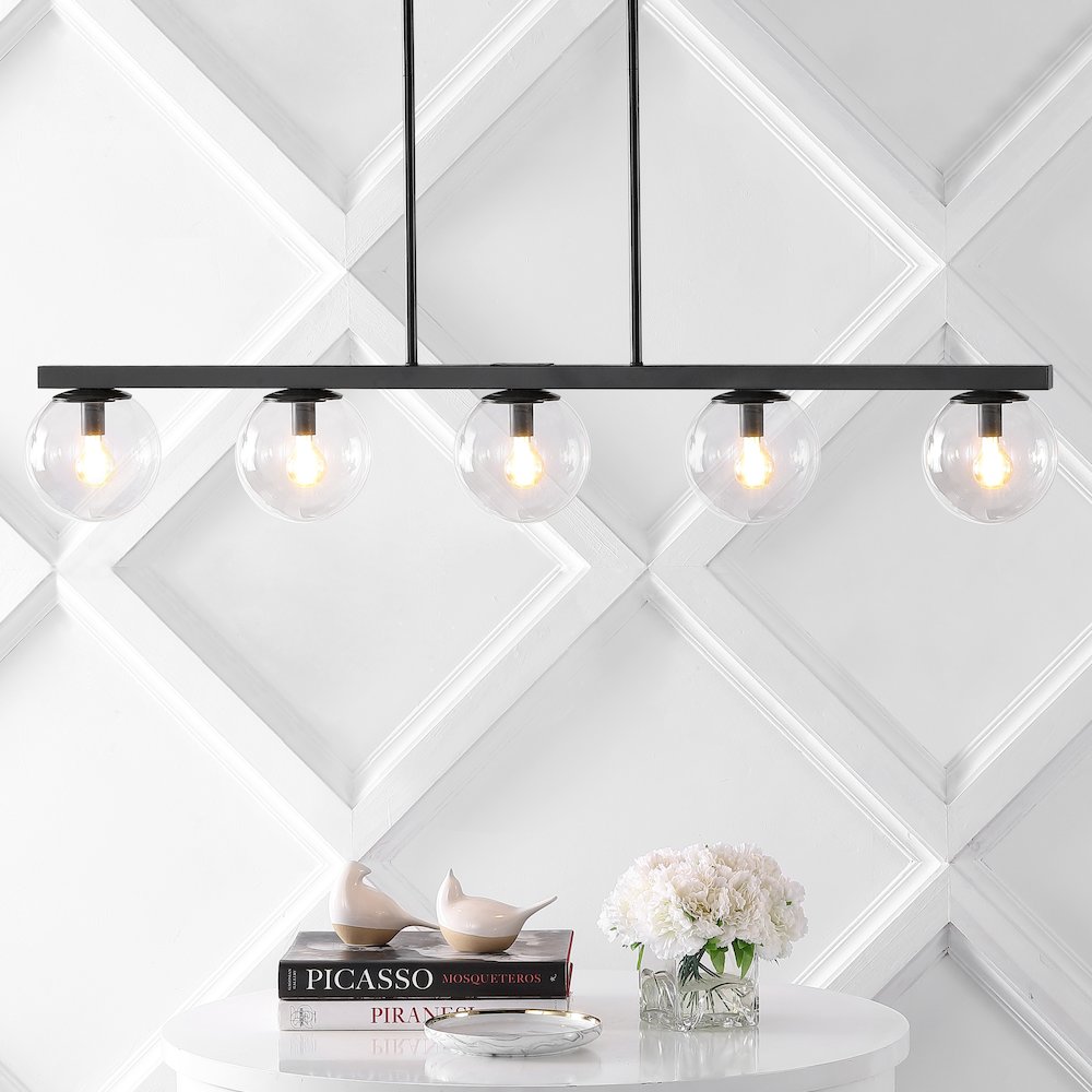 Luca Parisian Modern Glam Iron Globe Linear Led Pendant. Picture 9