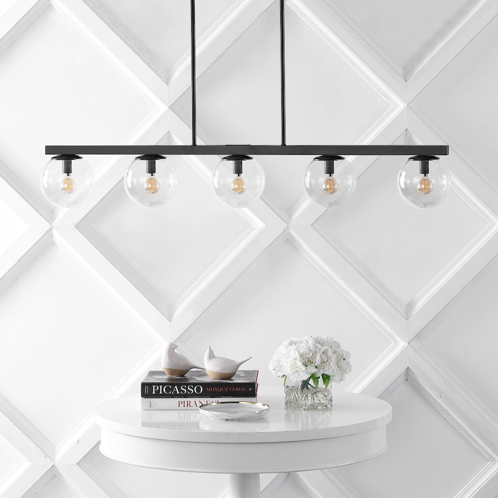 Luca Parisian Modern Glam Iron Globe Linear Led Pendant. Picture 6