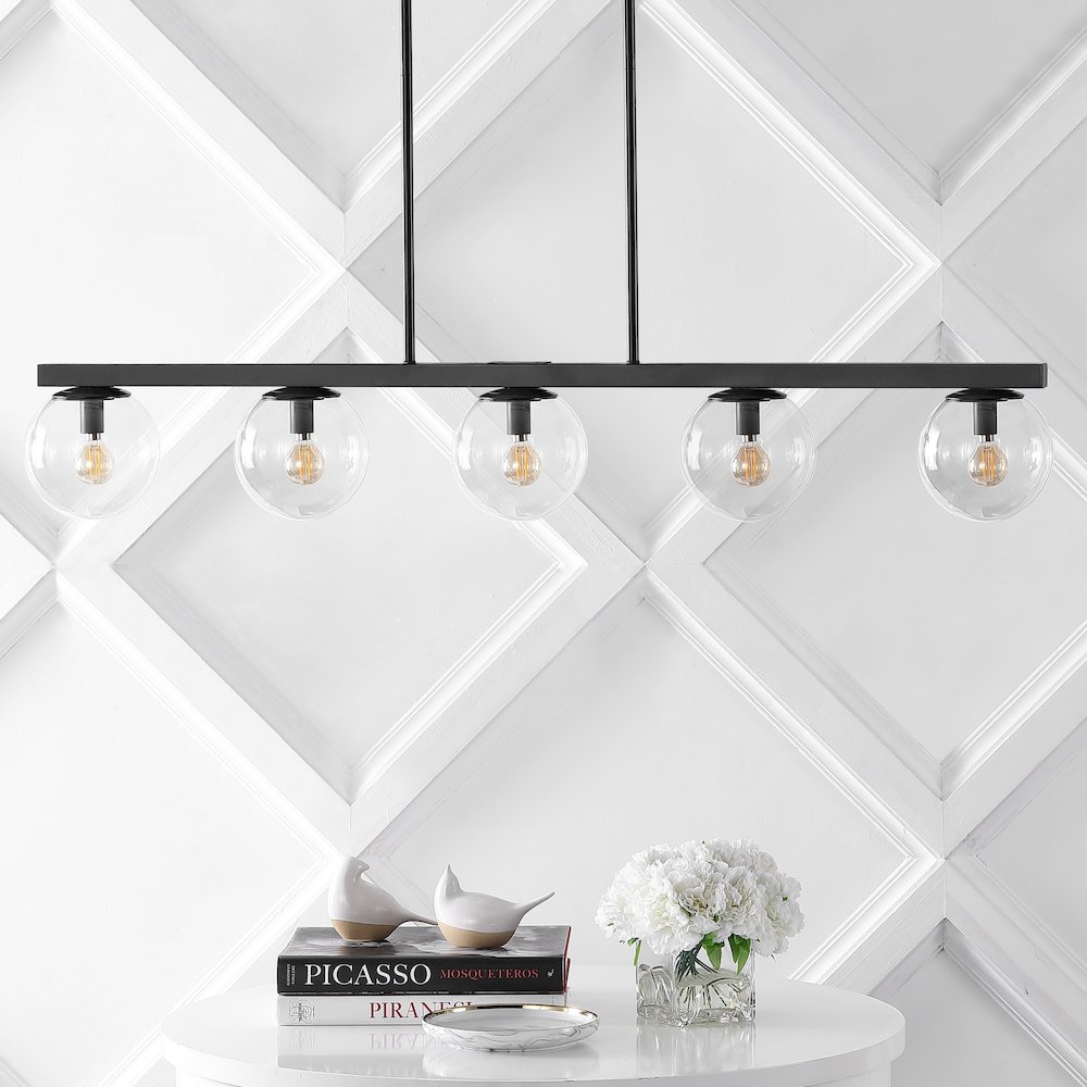 Luca Parisian Modern Glam Iron Globe Linear Led Pendant. Picture 7