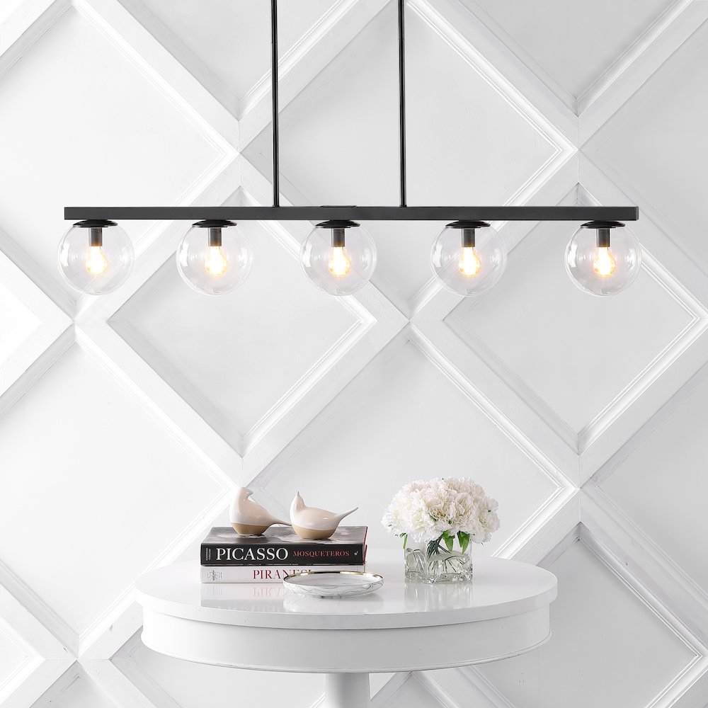 Luca Parisian Modern Glam Iron Globe Linear Led Pendant. Picture 5