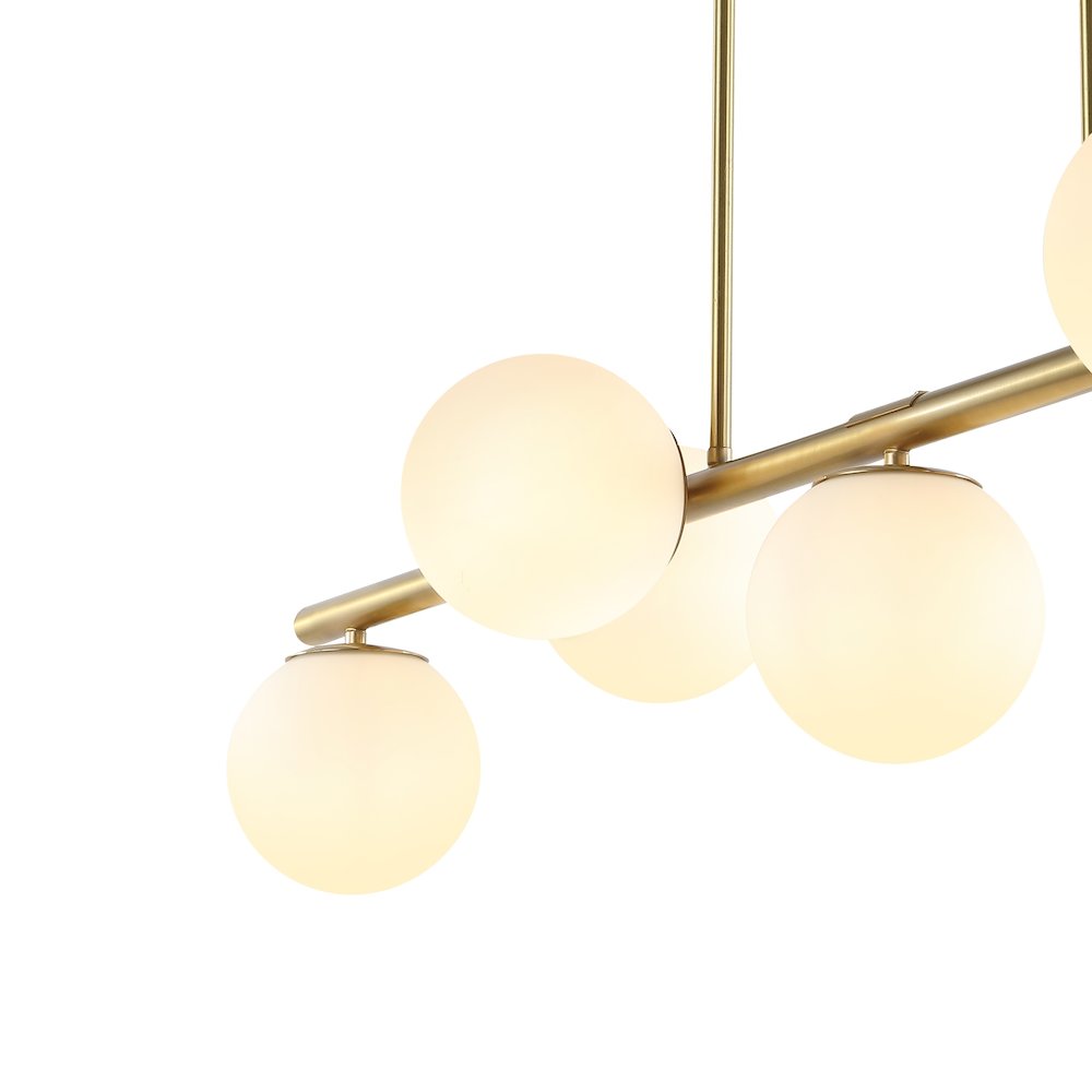Luca Parisian Modern Glam Iron Globe Linear Led Pendant. Picture 3
