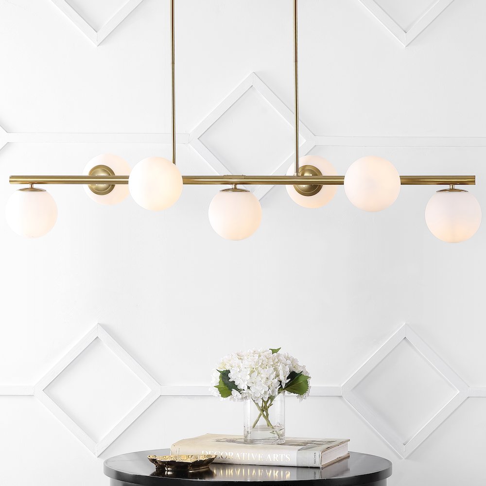 Luca Parisian Modern Glam Iron Globe Linear Led Pendant. Picture 9