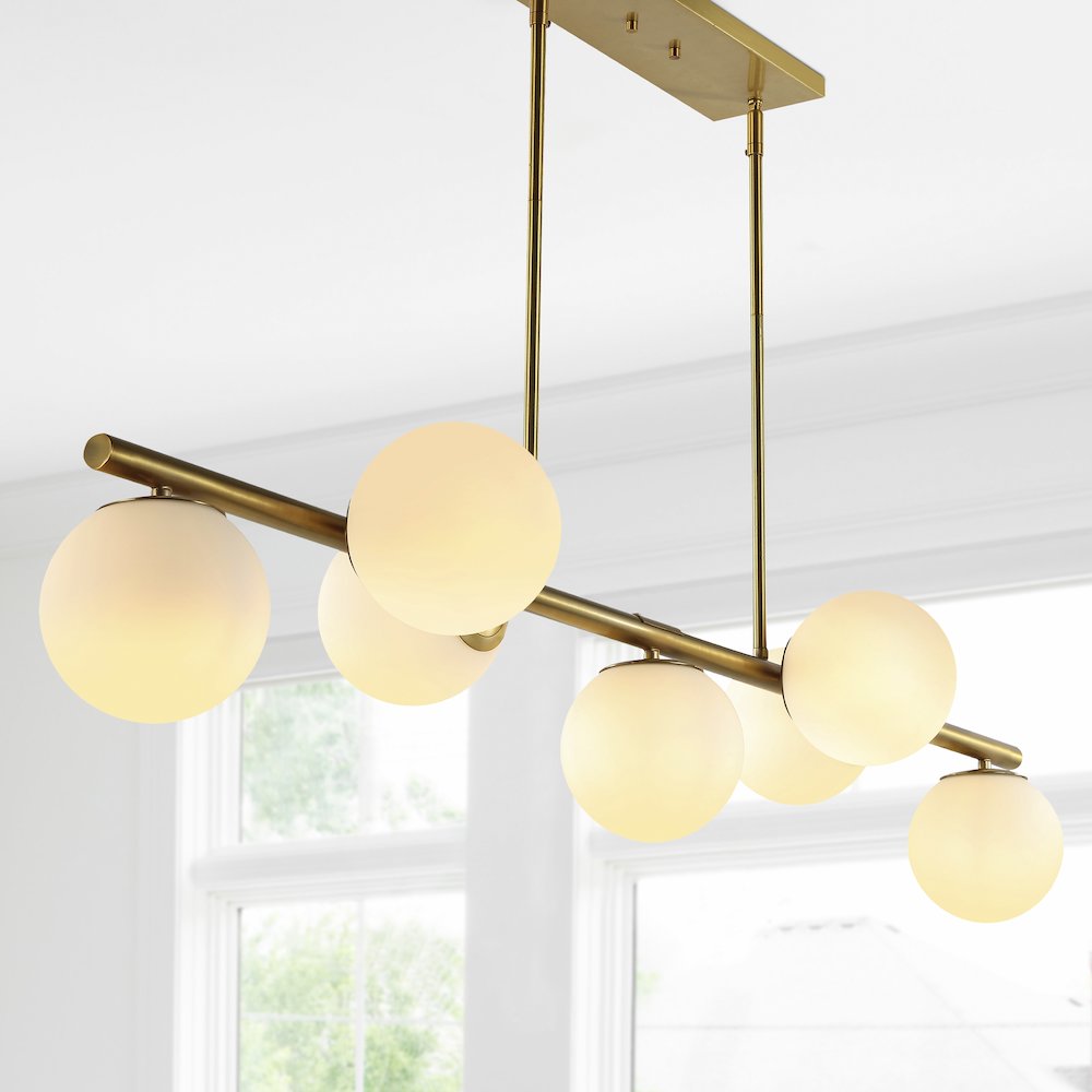Luca Parisian Modern Glam Iron Globe Linear Led Pendant. Picture 10