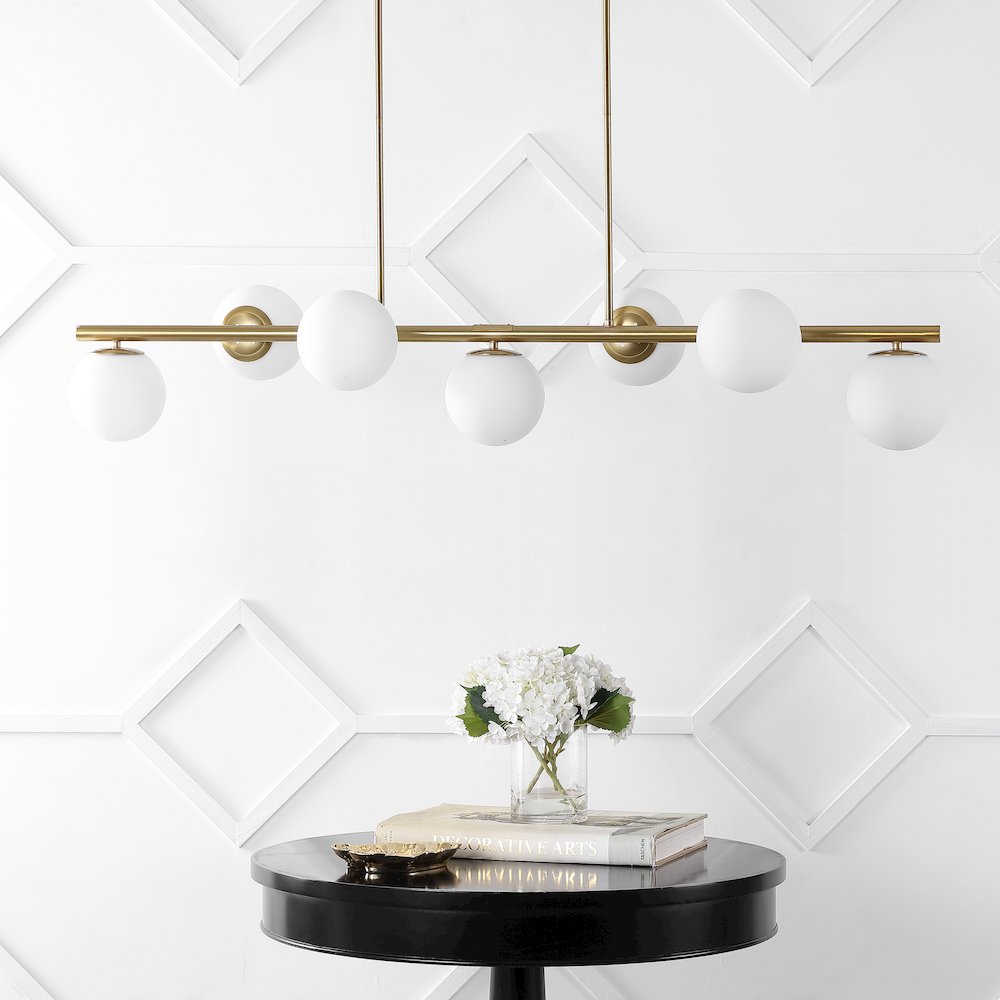 Luca Parisian Modern Glam Iron Globe Linear Led Pendant. Picture 6